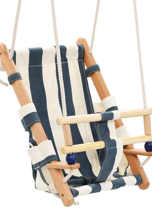 Babyschommel met veiligheidsgordel katoen hout blauw