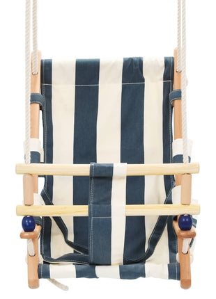 Babyschommel met veiligheidsgordel katoen hout blauw