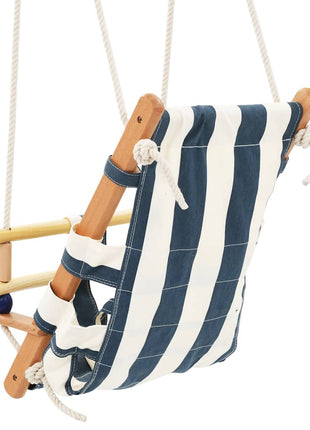 Babyschommel met veiligheidsgordel katoen hout blauw