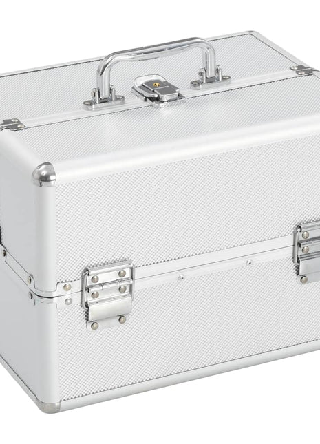 Make-up koffer 22x30x21 cm aluminium zilverkleurig