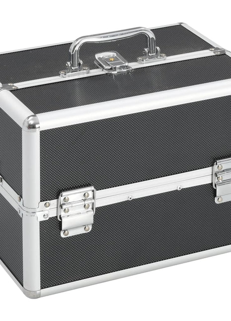 Make-up koffer 22x30x21 cm aluminium zwart