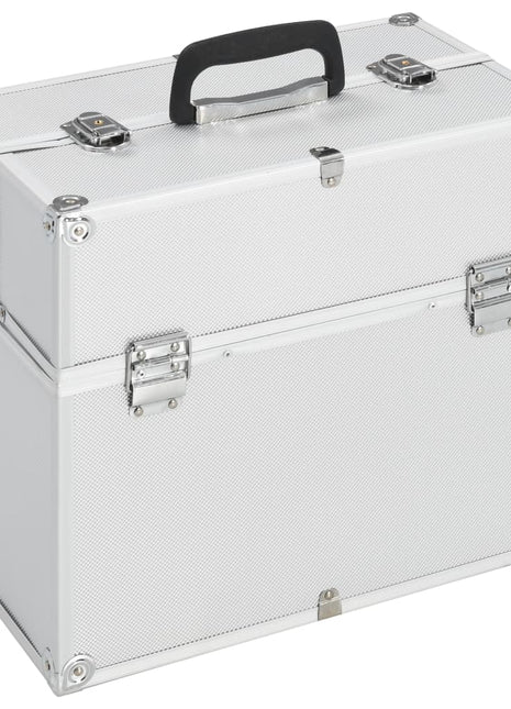 Make-up koffer 38x23x34 cm aluminium zilverkleurig