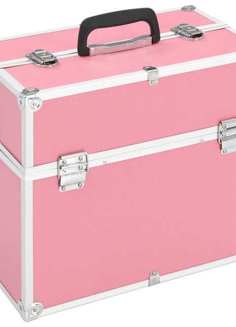 Make-up koffer 38x23x34 cm aluminium roze
