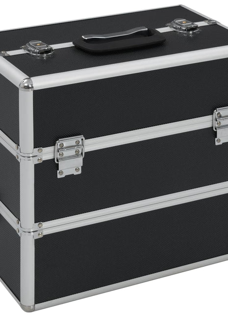Make-up koffer 37x24x35 cm aluminium zwart