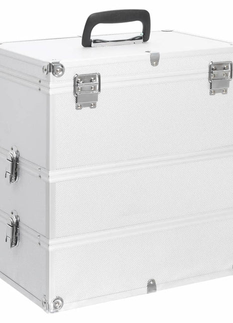 Make-up koffer 37x24x40 cm aluminium zilverkleurig