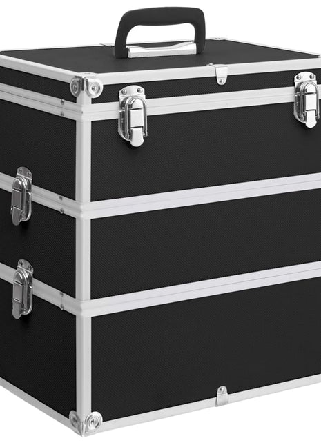 Make-up koffer 37x24x40 cm aluminium zwart