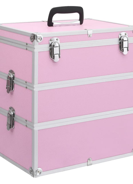 Make-up koffer 37x24x40 cm aluminium roze