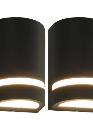 Buitenwandlampen 2 st 35 W halfrond zwart