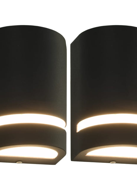 Buitenwandlampen 2 st 35 W halfrond zwart
