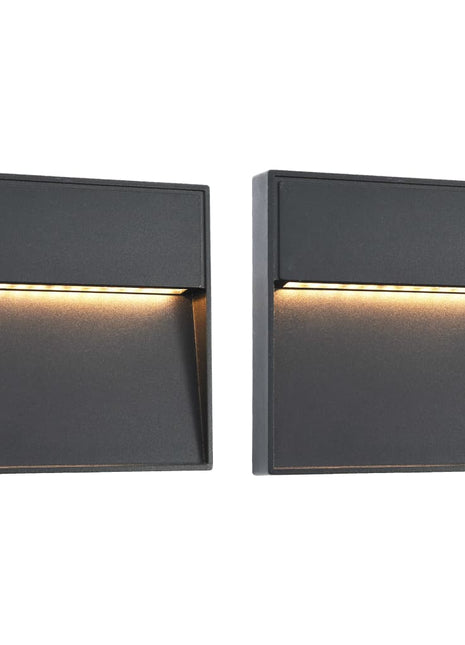 LED-buitenwandlampen 2 st 3 W vierkant zwart