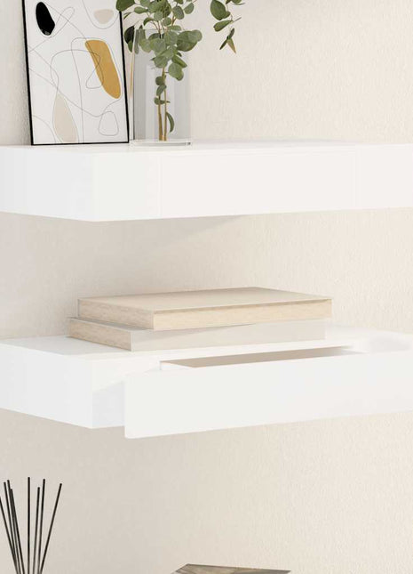 Wandschap Met Lade Zwevend Mdf Wit