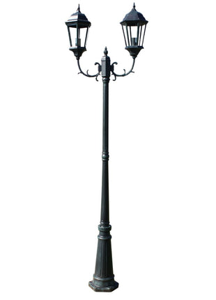 Tuinlantaarn Met 2 Armen 230 Cm Aluminium Donkergroen/Zwart