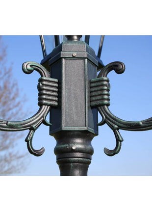 Tuinlantaarn Met 2 Armen 230 Cm Aluminium Donkergroen/Zwart