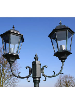 Tuinlantaarn Met 2 Armen 230 Cm Aluminium Donkergroen/Zwart