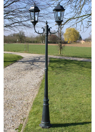 Tuinlantaarn Met 2 Armen 230 Cm Aluminium Donkergroen/Zwart