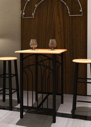 3-Delige Barset Hout En Staal