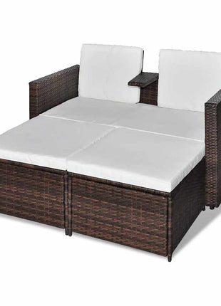 4-Delige Loungeset Met Kussens Poly Rattan