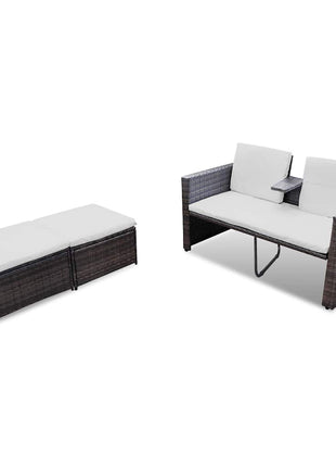 4-Delige Loungeset Met Kussens Poly Rattan