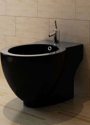 Ronde Staande Keramieken Bidet (Zwart)