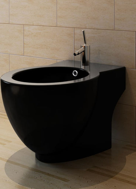 Ronde Staande Keramieken Bidet (Zwart)