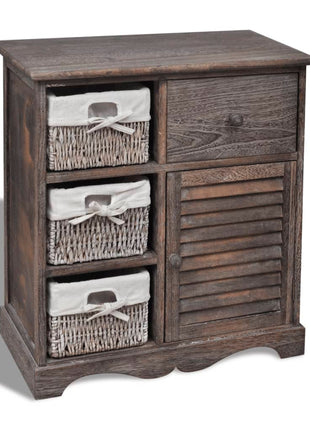 Kast Met Links 3 Weefmanden Hout Bruin