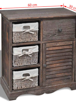 Kast Met Links 3 Weefmanden Hout Bruin
