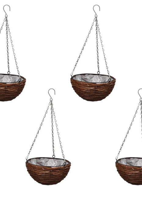 Hangbak wilgenhout met voering en ketting 4 stuks