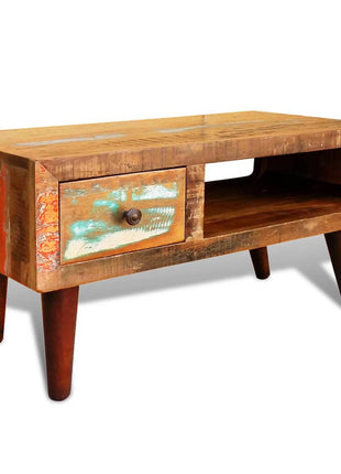 Salontafel Met 1 Gewelfde Rand En 1 Lade Gerecycled Hout