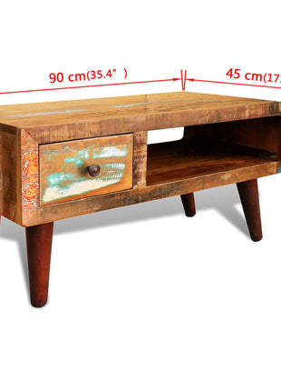 Salontafel Met 1 Gewelfde Rand En 1 Lade Gerecycled Hout