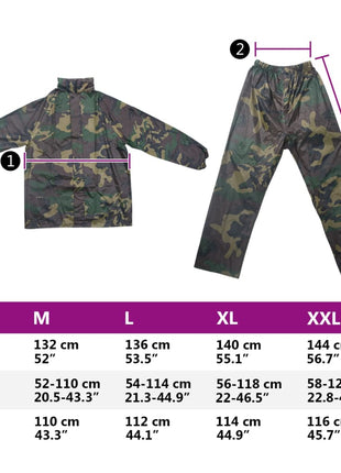 Regenpak 2-delig met capuchon (heren / camouflage / maat XXL)