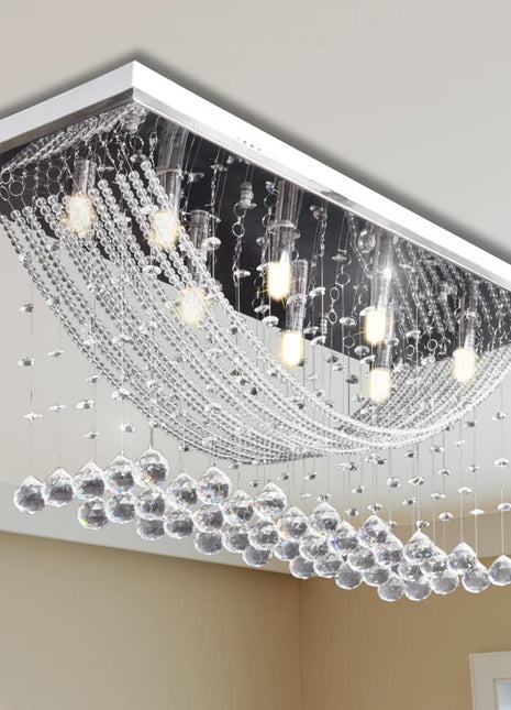 Plafondlamp Met Glinsterende Glas Kristallen Kralen 8Xg9 29 Cm Zwart