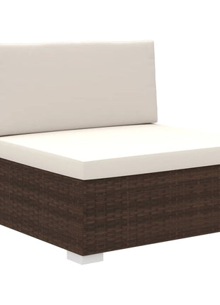 8-delige Loungeset met kussens poly rattan bruin