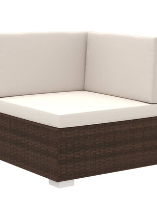 8-delige Loungeset met kussens poly rattan bruin