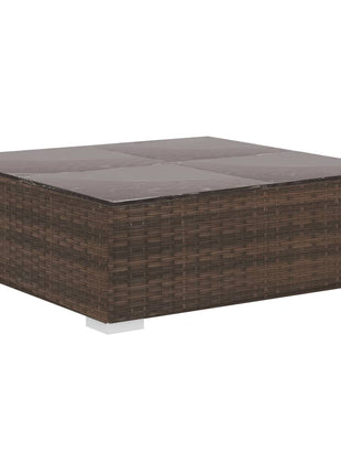 8-delige Loungeset met kussens poly rattan bruin