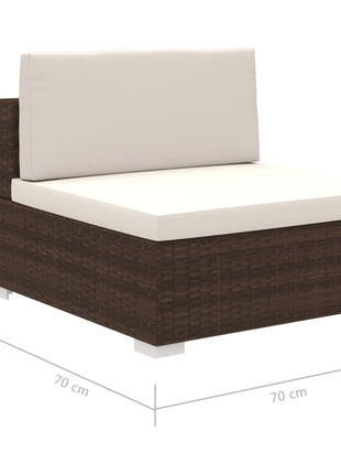 8-delige Loungeset met kussens poly rattan bruin