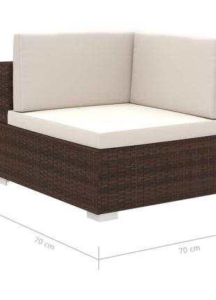 8-delige Loungeset met kussens poly rattan bruin