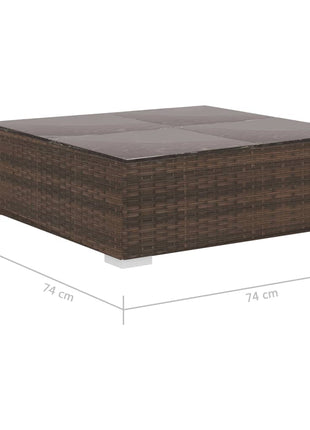 8-delige Loungeset met kussens poly rattan bruin