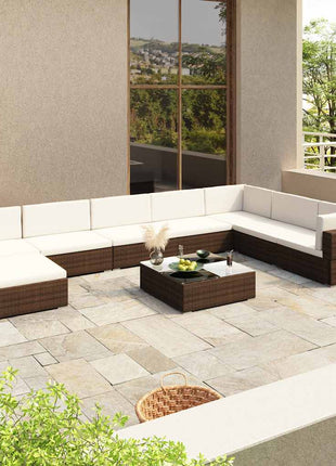 Loungeset Met Kussens Poly Rattan