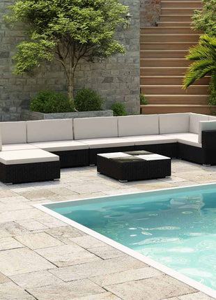 Loungeset Met Kussens Poly Rattan