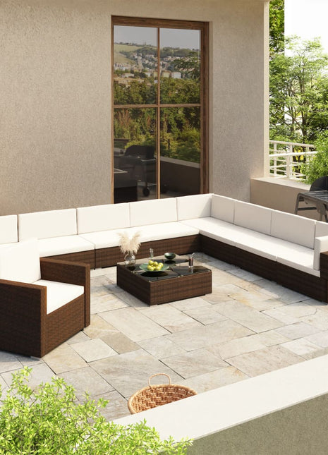 Loungeset Met Kussens Poly Rattan