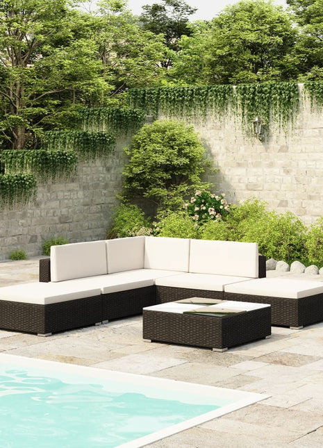 Loungeset Met Kussens Poly Rattan