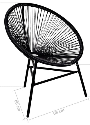 Tuinmaanstoel poly rattan zwart