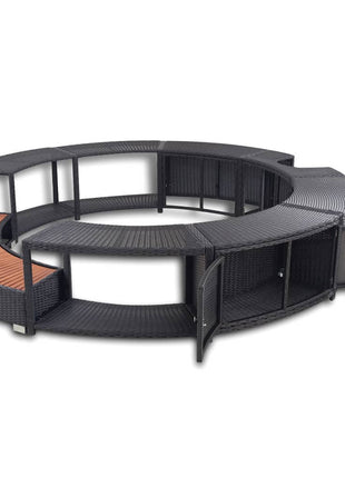 Hottub-ombouw poly rattan zwart