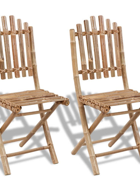 Tuinstoelen 2 st inklapbaar bamboe