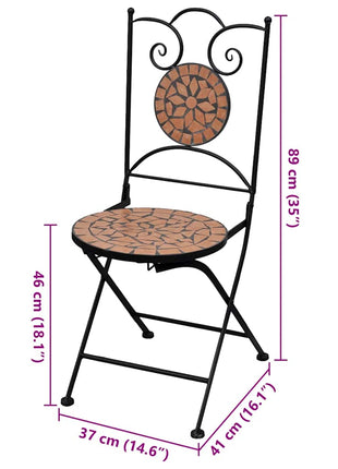 Bistrostoelen inklapbaar 2 st keramiek terracottakleurig
