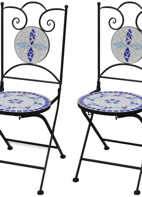 Bistrostoelen inklapbaar 2 st keramiek blauw en wit