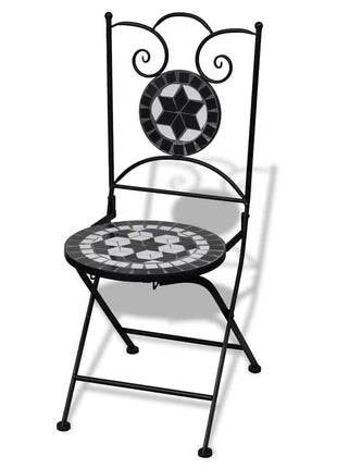 Bistrostoelen inklapbaar 2 st keramiek zwart en wit