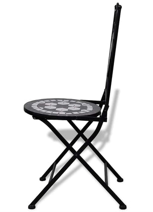 Bistrostoelen inklapbaar 2 st keramiek zwart en wit