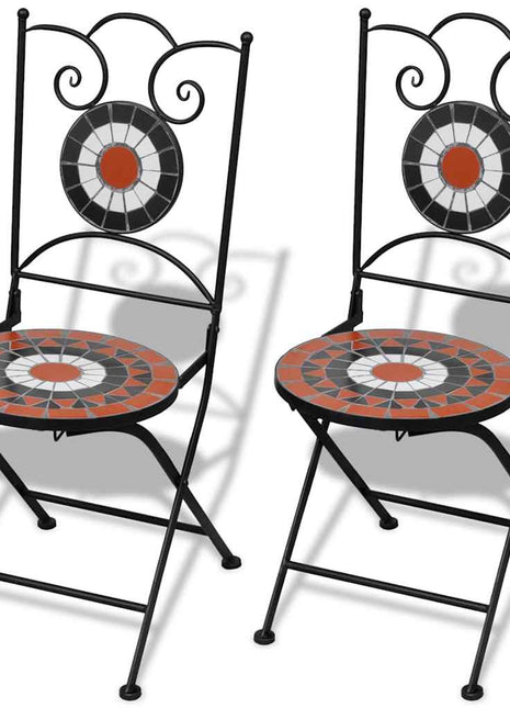 Bistrostoelen inklapbaar 2 st keramiek terracottakleurig en wit