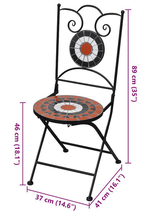 Bistrostoelen inklapbaar 2 st keramiek terracottakleurig en wit